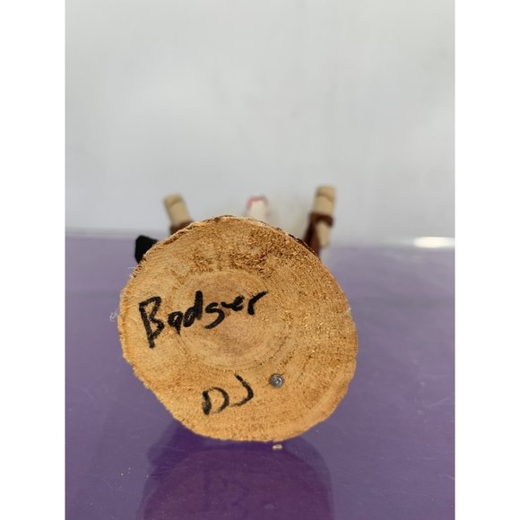 Kachina 4.5” Doll Native American Navajo Badger Dancing Wooden Feathered with Le - Picture 6 of 8